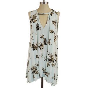 Free People Mint Floral Tunic Dress L Boho Cottagecore Coquette Fairy Whimsical